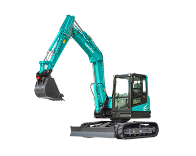 Excavadora pequeña SWE90UF en remolque para quitar tocones de jardín